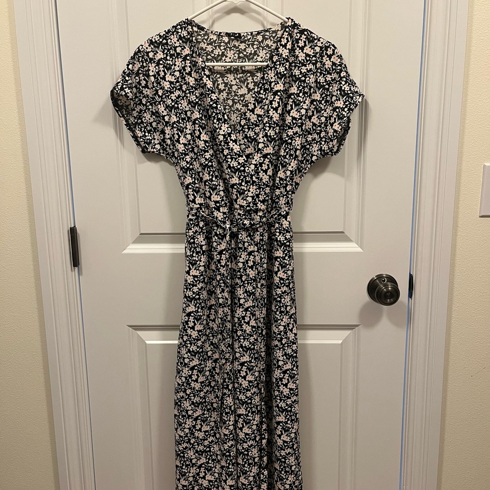 Floral Black and White Women's Dress